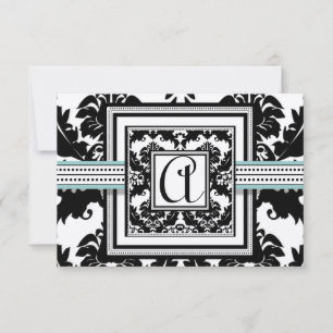Svart Damask med inbjudan till Aqua Trim-bröllop