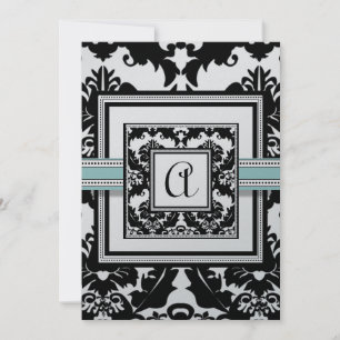 Svart Damask med inbjudan till Aqua Trim-bröllop