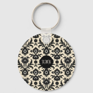 Svart Damask på Sepia Nyckelring