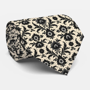 Svart Damask på Sepia Slips