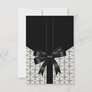 Svart Damask Rosett i svart vitt RSVP OSA Kort