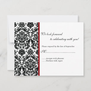 Svart Damask RSVP-svarskort OSA Kort