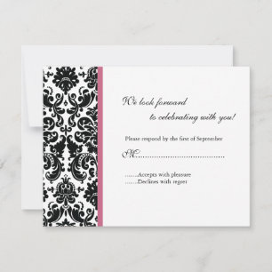 Svart Damask RSVP-svarskort OSA Kort