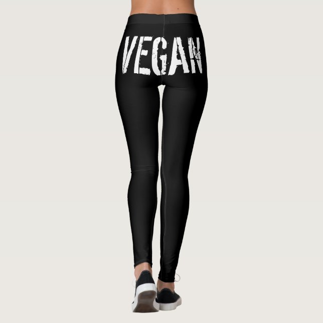 SVART DAMASKER "FÖR VEGAN" LOGOTYP LEGGINGS (Baksida)