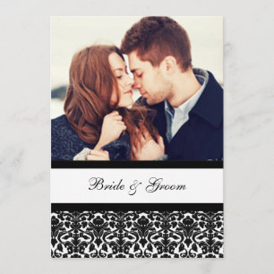 Svart damast för fotobröllopinbjudningar inbjudningar