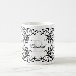 Svart damast för Monogram Kaffemugg