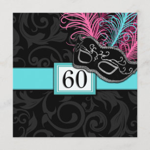 Svart damastast födelsedagmaskeradinbjudningar inbjudningar