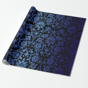 Svart damastast mörk för design - blått presentpapper