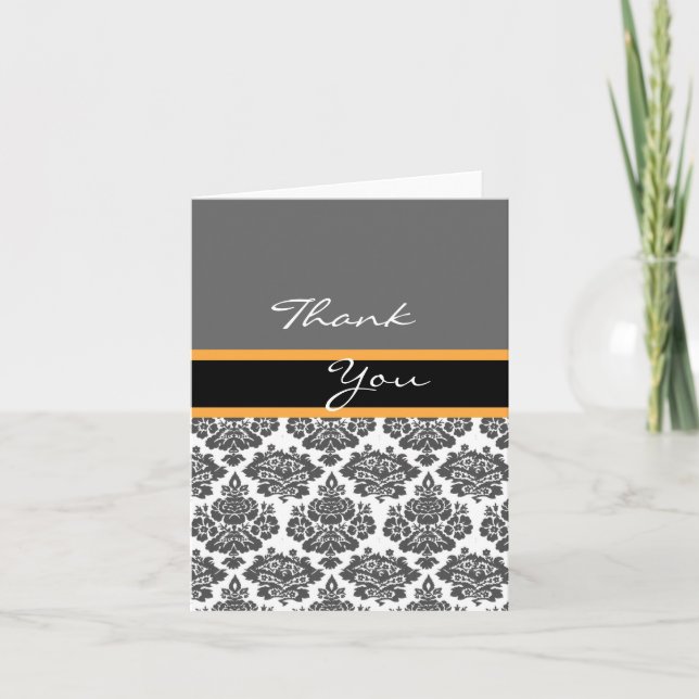 svart damastinvitation, tackkort (Framsida)