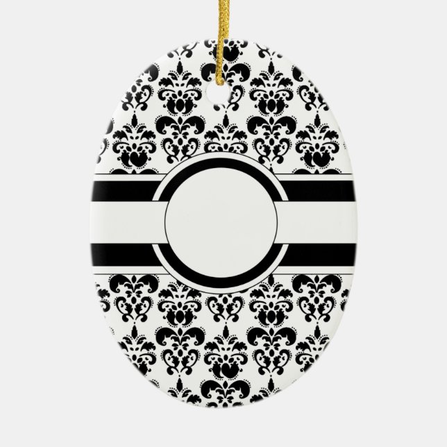 Svart damm och monogram julgransprydnad keramik (Framsidan)