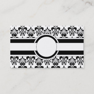 Svart damm och monogram visitkort