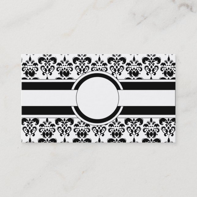 Svart damm och monogram visitkort (Framsida)