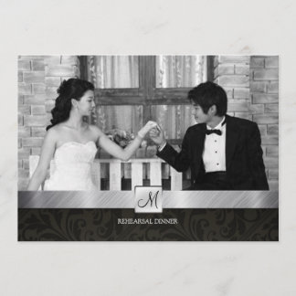 Svart Damm och Silver Modern repetitionsmiddag Inbjudningar