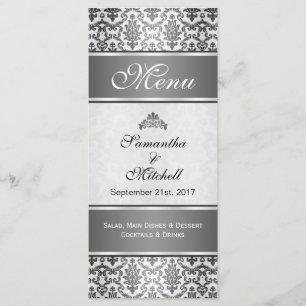 Svart damm på silver grått Menu Meny