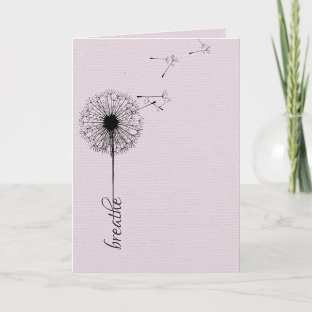 Svart dandelion-andningsinspiration kort (Framsida)