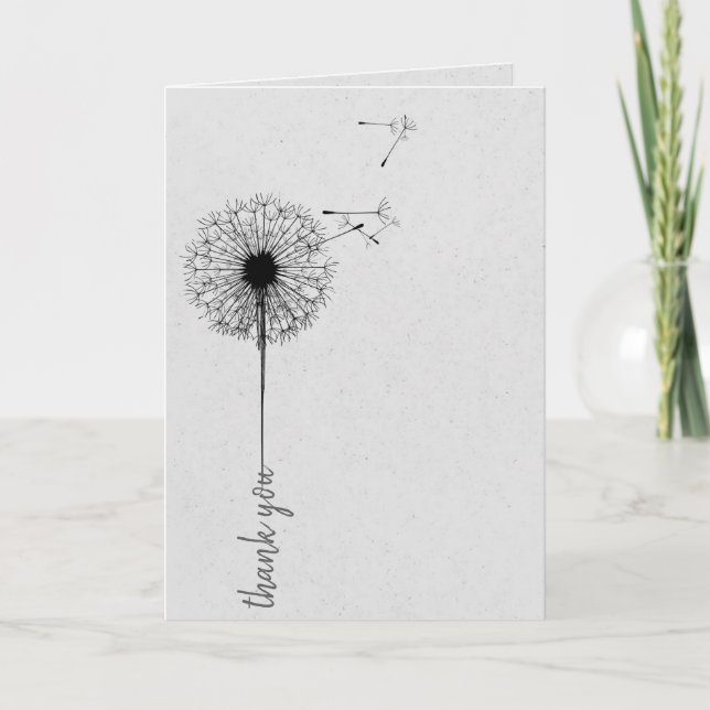 Svart dandelion tack kort (Framsida)