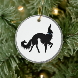 Svart dansande Borzoi julgranskula
