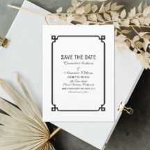 Svart Deco Chic Save the Date Inbjudan