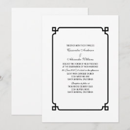 Svart deco-Chicens bröllopsinbjudan Inbjudningar