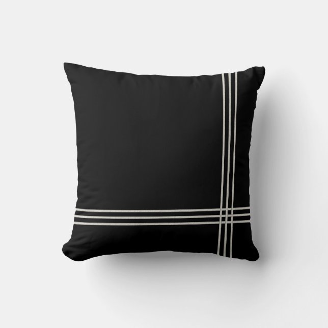 Svart Deco vitrand Kudde (Framsida)
