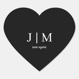 Svart dekal för bröllagspresent med monogram hjärtformat klistermärke