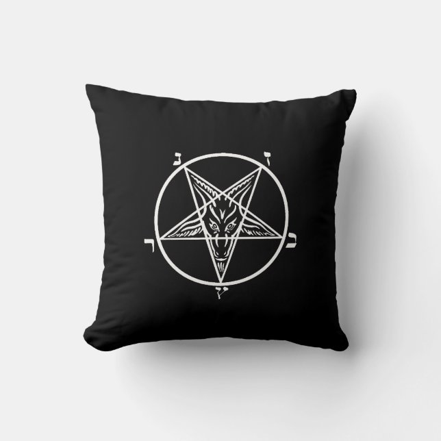 Svart dekorativ kudde för metall SATAN Baphomet (Framsida)