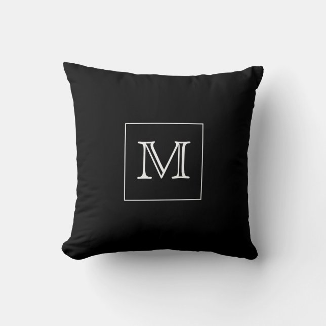 Svart dekorativ kudde för Monogram (Framsida)