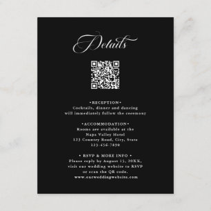 Svart delikat Elegant bröllop-information Tilläggskort