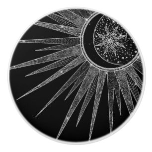 Svart design för elegant vid Sol Måne Mandala Si Knopp