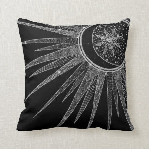 Svart design för elegant vid Sol Måne Mandala Si Kudde