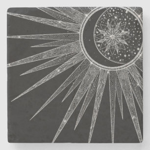 Svart design för elegant vid Sol Måne Mandala Si Stenunderlägg