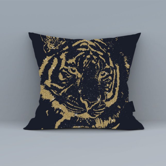 Svart design för guld Tiger Kudde (Skapare uppladdad)