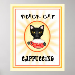 Svart design för konst för kattCappuccinovintage Poster
