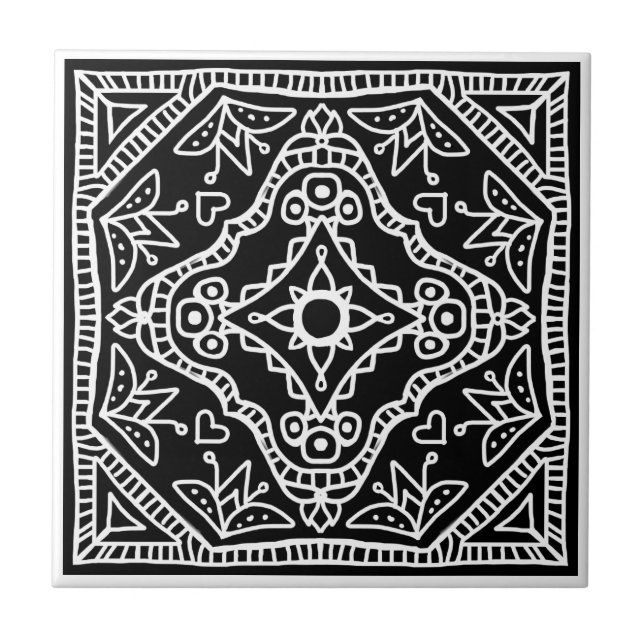 Svart design kakelplatta (Framsidan)