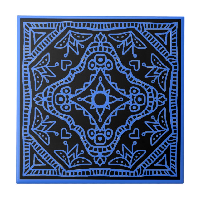 Svart design kakelplatta (Framsidan)