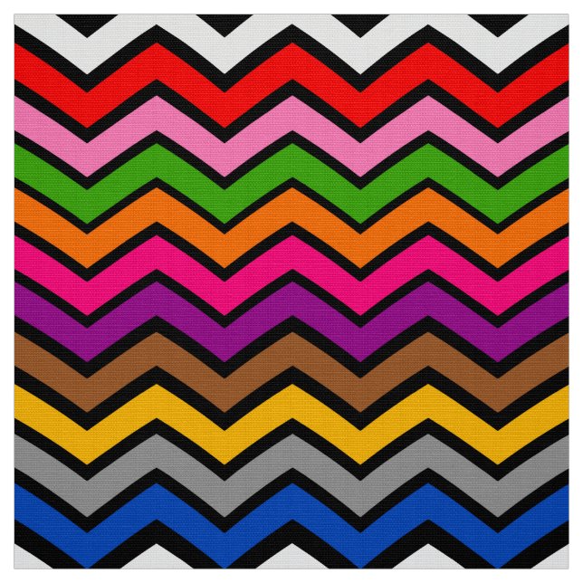 Svart design med flera färgade Zigzag Chevron Tyg (Provkarta)