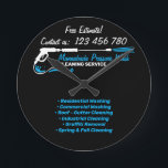 Svart detaljtryck Tvättande hårddisk Städning Rund Klocka<br><div class="desc">Svart detaljtryck Tvättande hårddisk Städning</div>