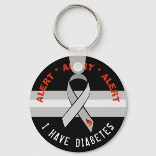 Svart diabetes Alert Nyckelring Awareness Ribbon