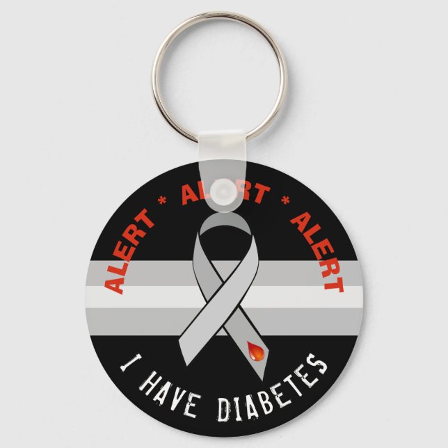 Svart diabetes Alert Nyckelring Awareness Ribbon (Framsida)