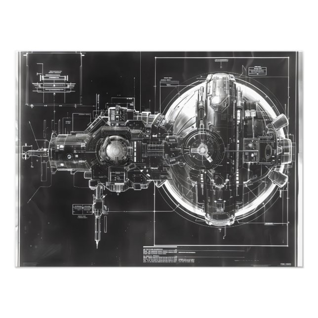 Svart diagram för sci-Fi-bas Fototryck (Framsidan)
