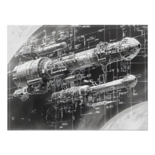 Svart diagram för Sci-Fi Space Fototryck