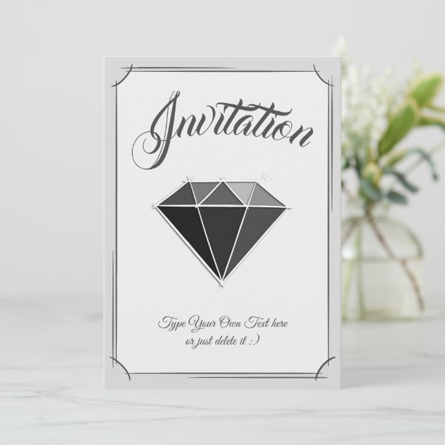 Svart diamant ädelstens smycken. inbjudningar (Stående Fram)
