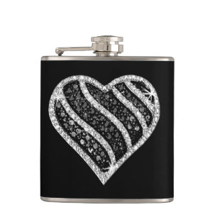 Svart diamant Heart-kolv Fickplunta