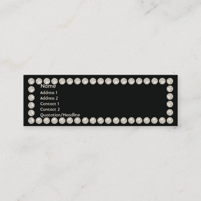 Svart diamanter - smala mini visitkort (Framsida)