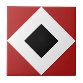 Svart diameter, Fet vit Gräns på röd Kakelplatta