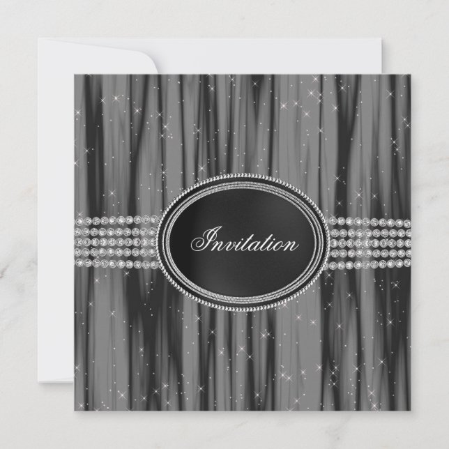 Svart Diamond Black Tie-fest Inbjudningar (Framsida)