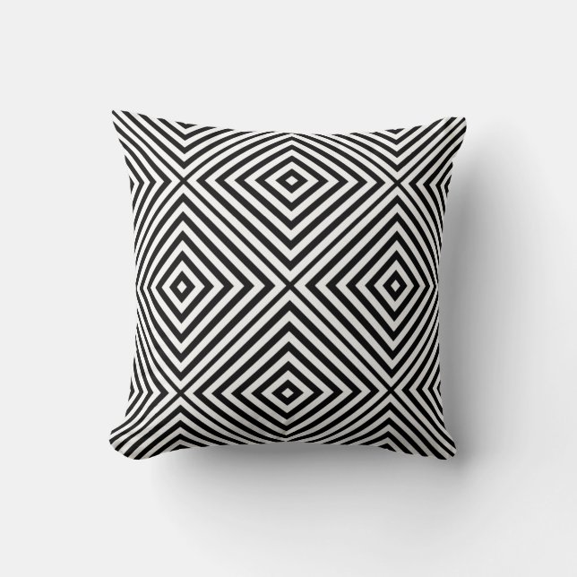 Svart Diamond Chevron Kudde (Framsida)