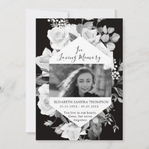 Svart Dikt för Blommigt av vanliga fotominnesbilde Inbjudningar