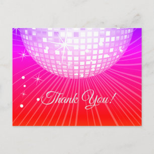 SVART, DISCO PARTY, DANCE, BIRTHDAY TACK DIG CARD VYKORT