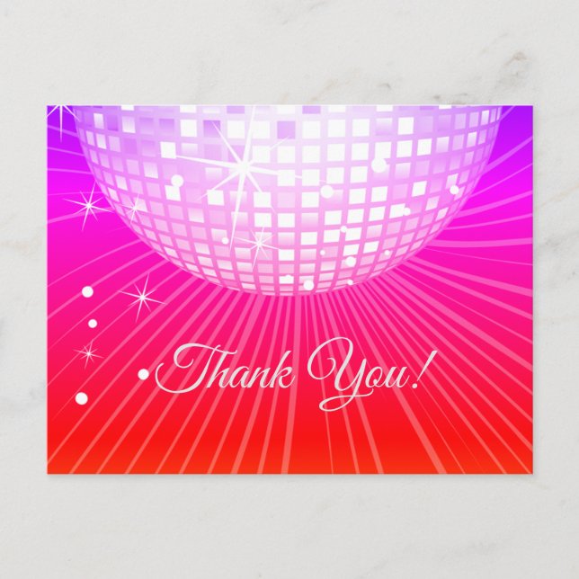 SVART, DISCO PARTY, DANCE, BIRTHDAY TACK DIG CARD VYKORT (Framsida)